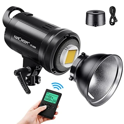 Abbildung von K&amp;F Concept LED Studioblitz SL 60W CRI95+ 5600K Video Licht mit Auslöser, Fernbedienung, Einstellbarer Bowens Halterung,Beleuchtungseffekte,Licht für Foto Porträtaufnahmen
