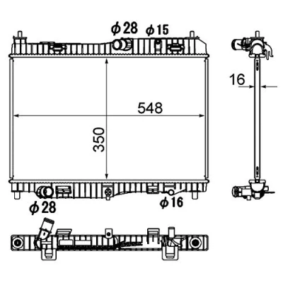 Abbildung von MAHLE ORIGINAL CR 1896 000S Kühler, Motorkühlung 548mm 350mm 16mm Automatikgetriebe Kühlrippen gelötet FORD: FIESTA 6