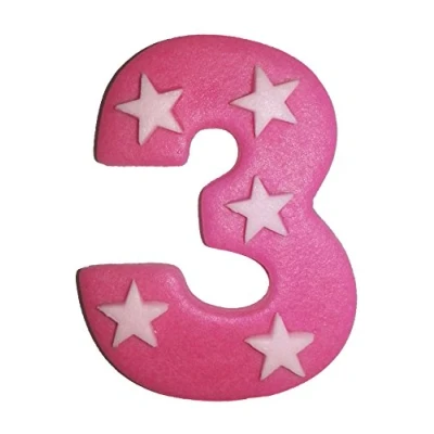 Abbildung von 6.5cm Rosa Zahl mit Sternen: 3