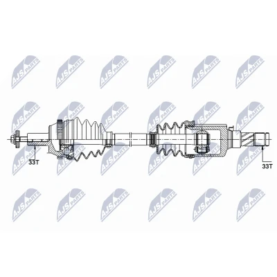 Abbildung von NTY NPW ME 120 Antriebswelle Hinterachse links 522, 58 SMART: Fortwo II Coupe