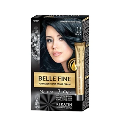 Abbildung von BELLE&#039;FINE® Black Series Luxuriöse natürliche Haarfärbecreme langanhaltende Farbe mit 3 Ölen &amp; Keratin EBENHOLZSCHWARZ