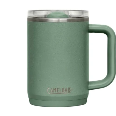 Abbildung von CAMELBAK Thrive Isolierbecher 475 ml Vakuumisolierter Edelstahlbecher für heiße &amp; kalte Getränke Auslaufsicher, mit weichem Griff stoßgeschütztem Boden Perfekt unterwegs Moss
