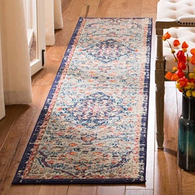 Abbildung von SAFAVIEH Boho Teppich für Wohnzimmer, Esszimmer, Schlafzimmer Madison Collection, Kurzer Flor, Beige und Schwarz, 61 X 244 cm