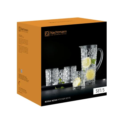 Abbildung von Nachtmann Glas Bossa Nova Krug Set 5tlg.: 1x Krug, 4x Whiskyglas, Kristallglas