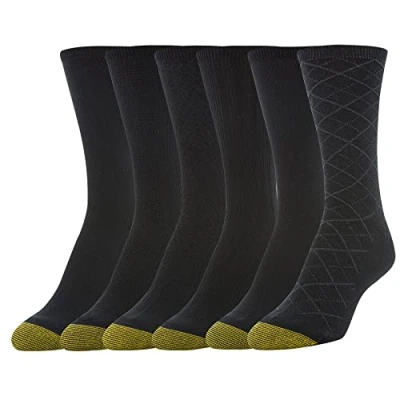 Abbildung von Gold Toe Damen Casual Texture Crew, 6 Pairs Lssige Socken, schwarz/Strasssteine, Medium (6er Pack)