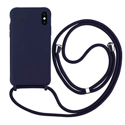 Abbildung von MEVIS Schutzhülle kompatibel mit iPhone X/XS Max, TPU Silikon Kordel Marineblau