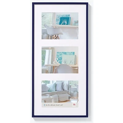 Abbildung von walther design Bilderrahmen blau 3x 10x15 cm Galerie mit Passepartout, New Lifestyle Kunststoffrahmen KV315L