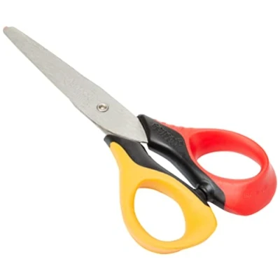 Abbildung von Maped Schere Sensoft 13 cm Kinderschere mit weichen Ringen und 3D Ergonomie Schulschere ab 4 Jahren für Kindergarten Grundschule Farbe: Rot Gelb
