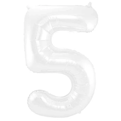 Abbildung von Folie Balloon Nummer 5 Matt White Metallic 86 cm