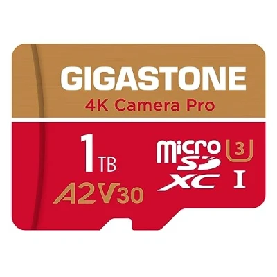 Abbildung von [5 Jahre kostenlose Datenwiederherstellung] GIGASTONE 1TB Micro SD Karte, 4K Kamera Pro MAX, bis zu 150/140 MB/s, MicroSDXC Speicherkarte für Gopro Drohne DJI Switch, A2 V30 U3 +Adapter.