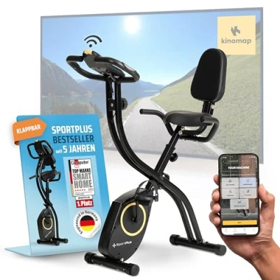 Abbildung von SportPlus SP HT 1300 B iE Heimtrainer Fahrrad klappbar Hometrainer extra leiser für zuhause Faltbares Fitnessbike Ergometer mit Rückenlehne Bis 100kg