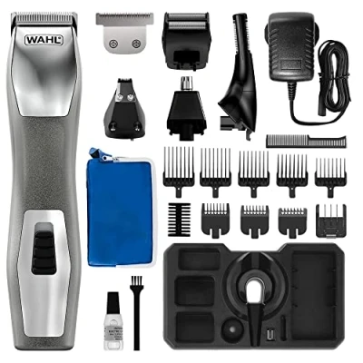 Abbildung von Wahl Chrom 11 in 1 Multigroomer, Augenbrauenschneidefähigkeit, Bartschneider Männer, Körperschneider, Herren Bartschneider, Stoppel Trimmer, Körperrasur, Gesichtspflege, voll waschbar, Männliche