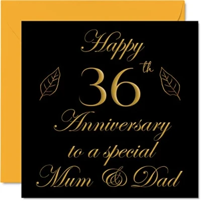 Abbildung von Stuff4 Glückwunschkarte zum 36. Jahrestag für Papa, Eltern Special Mum &amp; Dad Happy 36 Wedding Anniversary Cards from Son Daughter Family, 145 mm x Grußkarten Jubiläen
