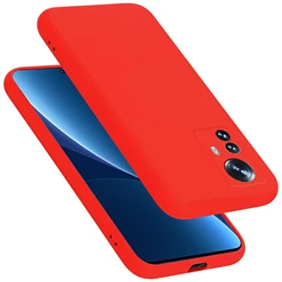 Abbildung von Cadorabo Hülle kompatibel mit Xiaomi 12 PRO Silikon Handyhülle für Case aus flüssigem Kratzfeste und stoßfeste dünne TPU Schutzhülle Liquid ROT