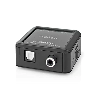 Abbildung von Nedis Digital Audio Converter 1 way Connection input: DC Power/HDMI™ Input output: 1x Coax / TosLink Female eARC Automatic Anthracite