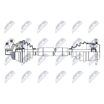Abbildung von NTY NPW AU 094 Antriebswelle Vorderachse links 601mm 98mm Schaltgetriebe VOLKSWAGEN: Passat B5 GP Variant, Limousine, Variant