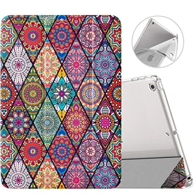 Abbildung von MoKo Hülle Kompatibel mit Neu iPad 9./8./7. Generation (2021/2020/2019), 10,2 Zoll Ständer, TPU Transluzent Matt Rückseite Cover Auto Schlaf/Aufwach Funktion, Datura