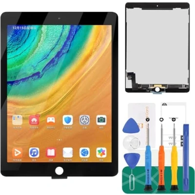 Abbildung von Ersatz LCD Bildschirm für Air 2 A1566 A1567, Digitizer Glas, Montageset, inklusive gehärteter Folie, Kleber und Werkzeuge (schwarz)