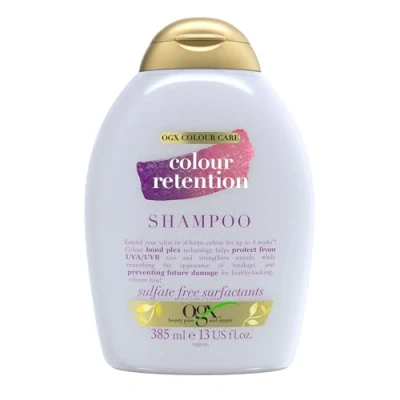 Abbildung von OGX Colour Care Retention Shampoo (385 ml), feuchtigkeitsspendendes Haarpflege Farbshampoo mit Bonding Plex Technologie für coloriertes Haar