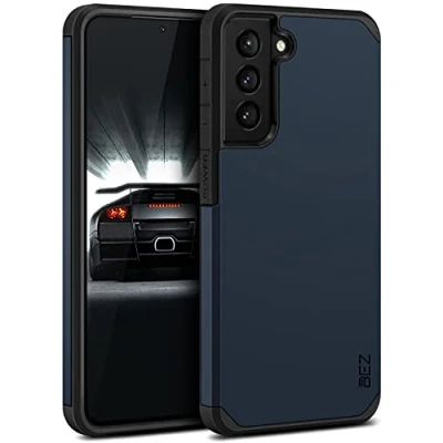 Abbildung von BEZ Hülle für Samsung Galaxy S21 Plus Hülle, Handyhülle Tasche Stoßfestes Kompatibel 5G, [Heavy Duty Serie] Outdoor Dual Layer Armor Case Handy Schutzhülle Robuste, Dunkelblau