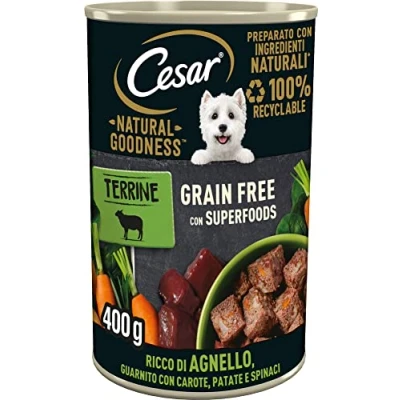 Abbildung von Cesar Natural Goodness Nassfutter für Hunde, Lamm und Gemüse, 6 Dosen à 400 g, insgesamt 2,4 kg