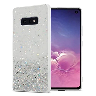 Abbildung von Cadorabo Hülle kompatibel mit Samsung Galaxy S10e Rundumschutz TPU Silikon Case Mädchen Glitzer Strass Design Slim Kratzfest Weiche Gummi Bling Schutzhülle für in Transparent
