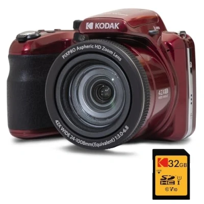 Abbildung von KODAK Pixpro Astro Zoom AZ425 Digitalkamera Bridge, 42 facher optischer Zoom, 24 mm Weitwinkel, 20 Megapixel, LCD 3, Video Full HD 1080p, Li Ion Akku Rot