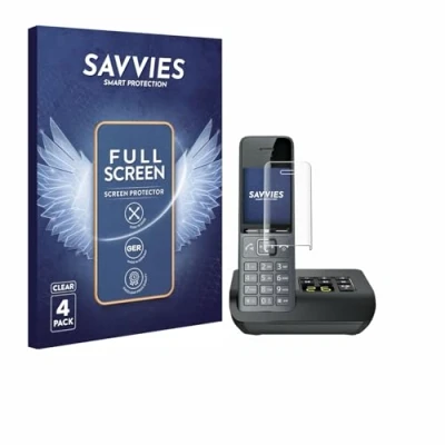 Abbildung von Savvies 4 Stück Full Screen Schutzfolie für Gigaset COMFORT 520A Cover Displayschutz Folie [3D Curved, Transparent, Anti Fingerabdruck]