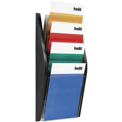 Abbildung von helit H6270195 Wandbogendisplay „the arc“ 4 x DIN A4 hoch, schwarz