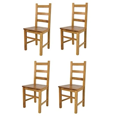 Abbildung von t m c s Tommychairs 4er Set Stühle Rustica für Küche und Esszimmer, Robuste Struktur aus Buchenholz, in der Farbe Eichenholz lackiert Sitzfläche Holz