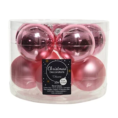 Abbildung von Kaemingk Weihnachtskugeln Glas 6cm x 10 Stück Christbaumkugeln matt glänzend pink rosa