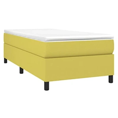 Abbildung von vidaXL Bettgestell mit Kopfteil Polsterbett Bett Bettrahmen Einzelbett Lattenrost Stoffbett Schlafzimmerbett Schlafzimmermöbel Grün 100x200cm Stoff