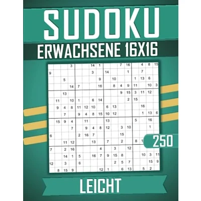 Abbildung von Sudoku Erwachsene 16x16 Leicht: 250 Großdruck Rätsel mit Lösungen.