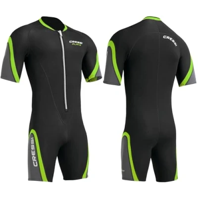 Abbildung von Cressi Playa Man Shorty Wetsuit Kurzer Neoprenanzug 2.5mm aus Hochelastischem für Herren, Schwarz/Blau, XXL
