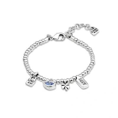 Abbildung von UNO de 50 I&#039;m waiting 4 U Blue Armband, Talla M, Silber Kristall Metall, Kein Edelstein
