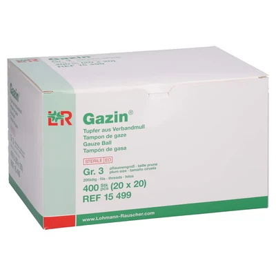 Abbildung von GAZIN Tupfer pflaumengroß steril Verbandmull 20X20 Gr. 3 400 St