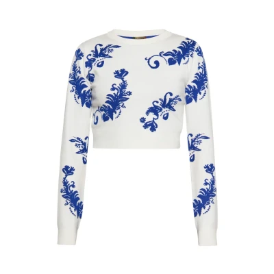 Abbildung von myMo Cobranded WITH Ebeeza Strickpullover, Damen, Größe: 42, Wollweiss blau