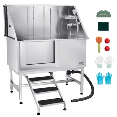 Abbildung von VEVOR Hundepflegewanne mit Treppe Wasserfilterplatte linke Tür 1270x700x1545mm