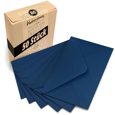 Abbildung von Japun Briefumschläge (50 Stück) aus Papier, Kuvert, Umschlag ohne Fenster DIN B6 175 x 125 mm blau