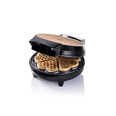 Abbildung von bestron Waffeleisen &quot;AWM700CO&quot;, 700 W, Waffelautomat mit Antihaftbeschichtung für Waffeln in Herzform