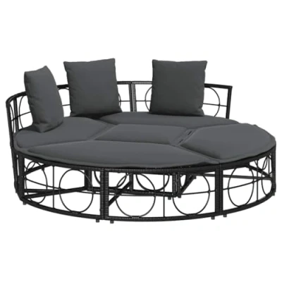 Abbildung von vidaXL Outdoor Loungebett ohne Dach Schwarz Poly Rattan