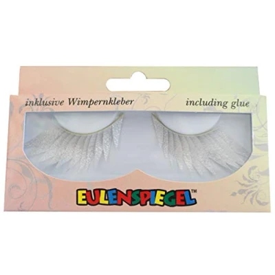Abbildung von Eulenspiegel 000830 Künstliche Wimpern, Silber metallic, lang, 1 ml Spezial Wimpernkleber, Anleitung, für Karneval, Mottoparty