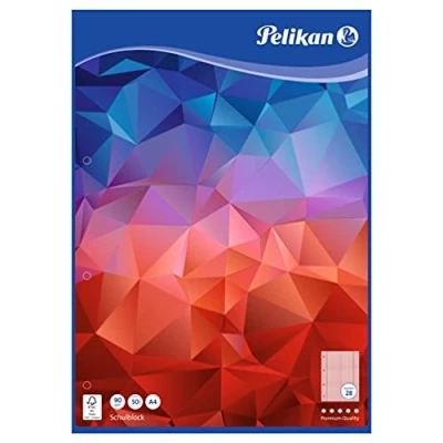 Abbildung von Pelikan 100052 Schulblock A4, 50 Blatt, Lineatur 28 (kariert), Schulschreibpapier, 90g/m², FSC Mix, weiß, 10 Stück