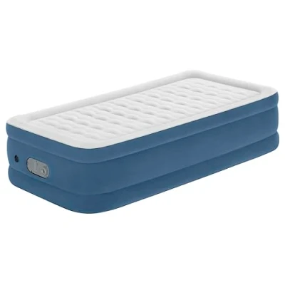 Abbildung von Bestway AlwayzAire Single Luftbett mit integrierter Doppelpumpe, 191 x 97 46 cm, 1 Person, Bis 150 kg, Vinyl, USB Anschluss, Nachtlicht, DEKRA geprüft, Aufbewahrungstasche und Reparaturflicken