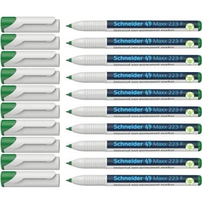 Abbildung von Schneider Maxx 223 F Universal Marker (non permanent, feucht abwischbar, 0,7 mm) 10er Packung grün