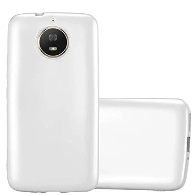 Abbildung von Cadorabo Hülle kompatibel mit Motorola Moto G5S Schutzhülle TPU Silikon Case Metallic Design Slim Kratzfest Weiche Gummi Rundumschutz für in Silber