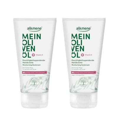Abbildung von alkmene 2x Handcreme für sehr trockene Hände 75 ml 96% bestätigen Schutz vor dem Austrocknen Feuchtigkeitsspendende Hand Creme mit Olivenöl Männer &amp; Frauen Handpflege vegan
