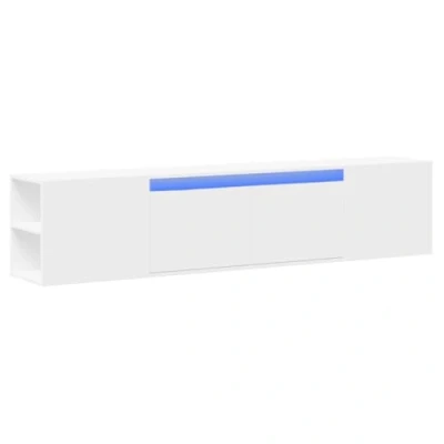 Abbildung von vidaXL TV Wandschrank mit LED, Fernsehschrank Stauraum, Fernsehtisch für Wohnzimmer Schlafzimmer, Lowboard, Weiß Holzwerkstoff