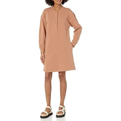Abbildung von Amazon Essentials Damen Henley Sweatshirtkleid aus Strick (erhältlich in Übergrößen), Hellbraun, S