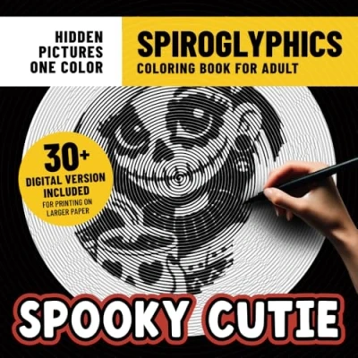 Abbildung von Spiroglyphics Spooky Cutie Coloring Book: Horror Pages With Hidden Pictures for Adults Stress Relief &amp; Relaxation Just One Color (Spiroglyphics Book)